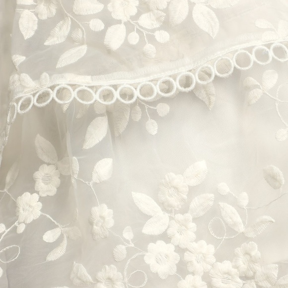 Look So Sweet White Floral Embroidered Organza Mini Dress - Picture 3 of 6